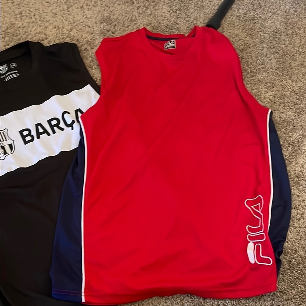 Bundle of fila Red and Navy Athletic Tank & Barcelona tank